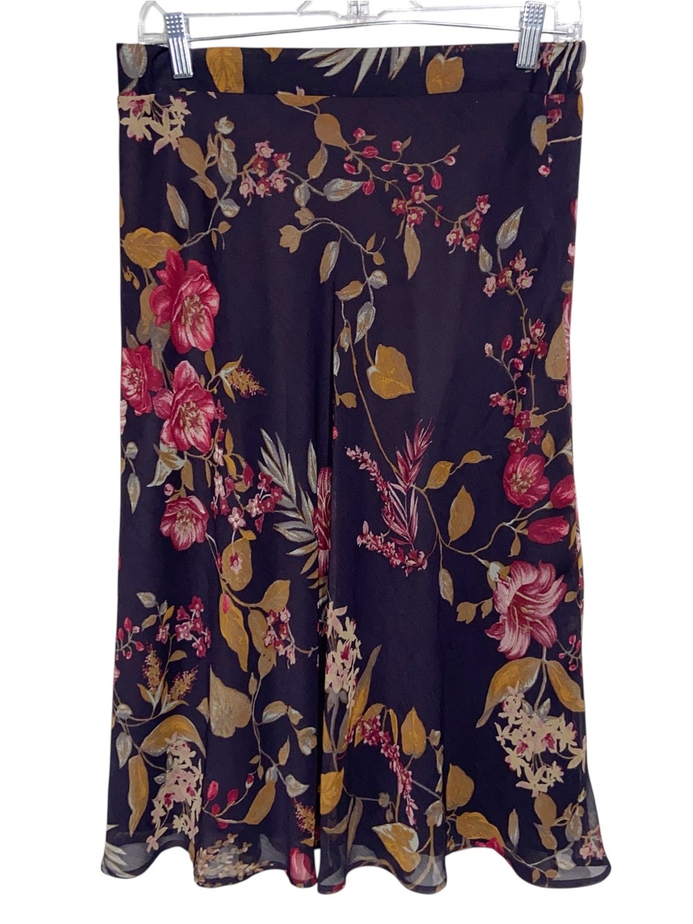 Vtg Y2K 90s Skirt Floral Boho Gypsy Cottagecore Forest Fairy Festival Brown Pink